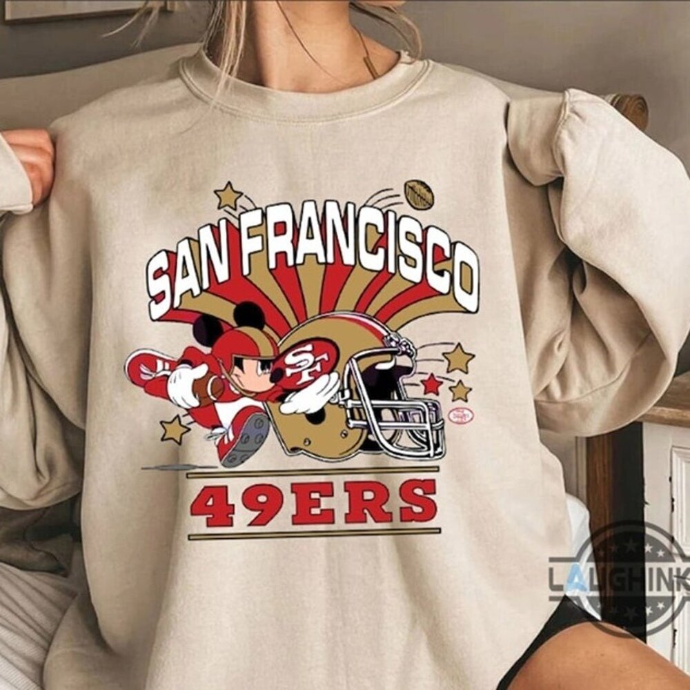 San Francisco 49ers Mickey Crewneck Sweatshirt NFL Team Fan Retro Cozy Gift 17
